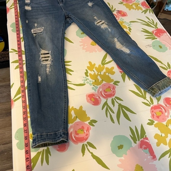 Glitzy Girlz size 16 denim stretchy jeans with camo cuff and underlay - Picture 7 of 9